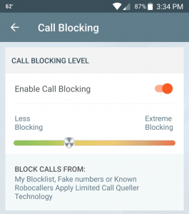 YouVOXX app to stop unwanted calls settings screenshot